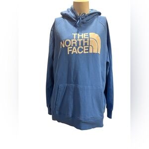The North Face Blue Hoodie with Cream Logo